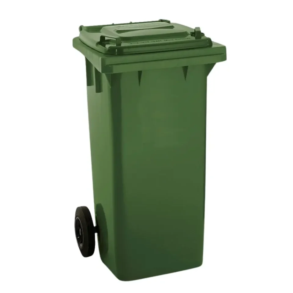 green wheeled bin