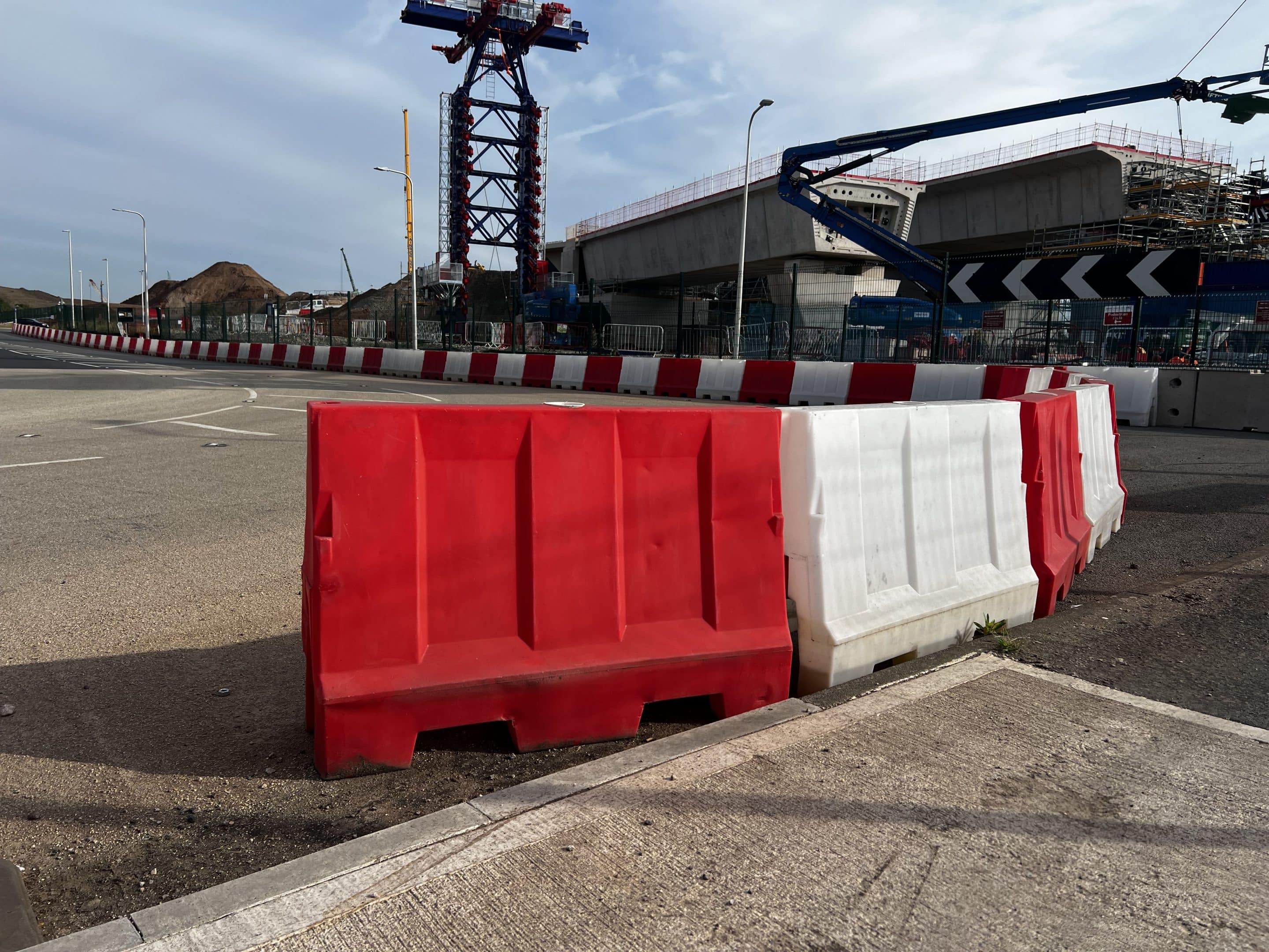 white and red race fence