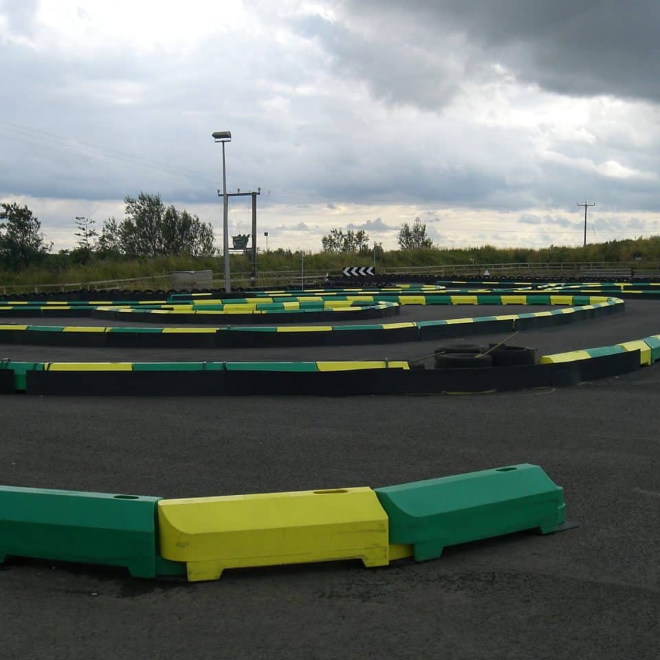 green and yellow circuit barriers