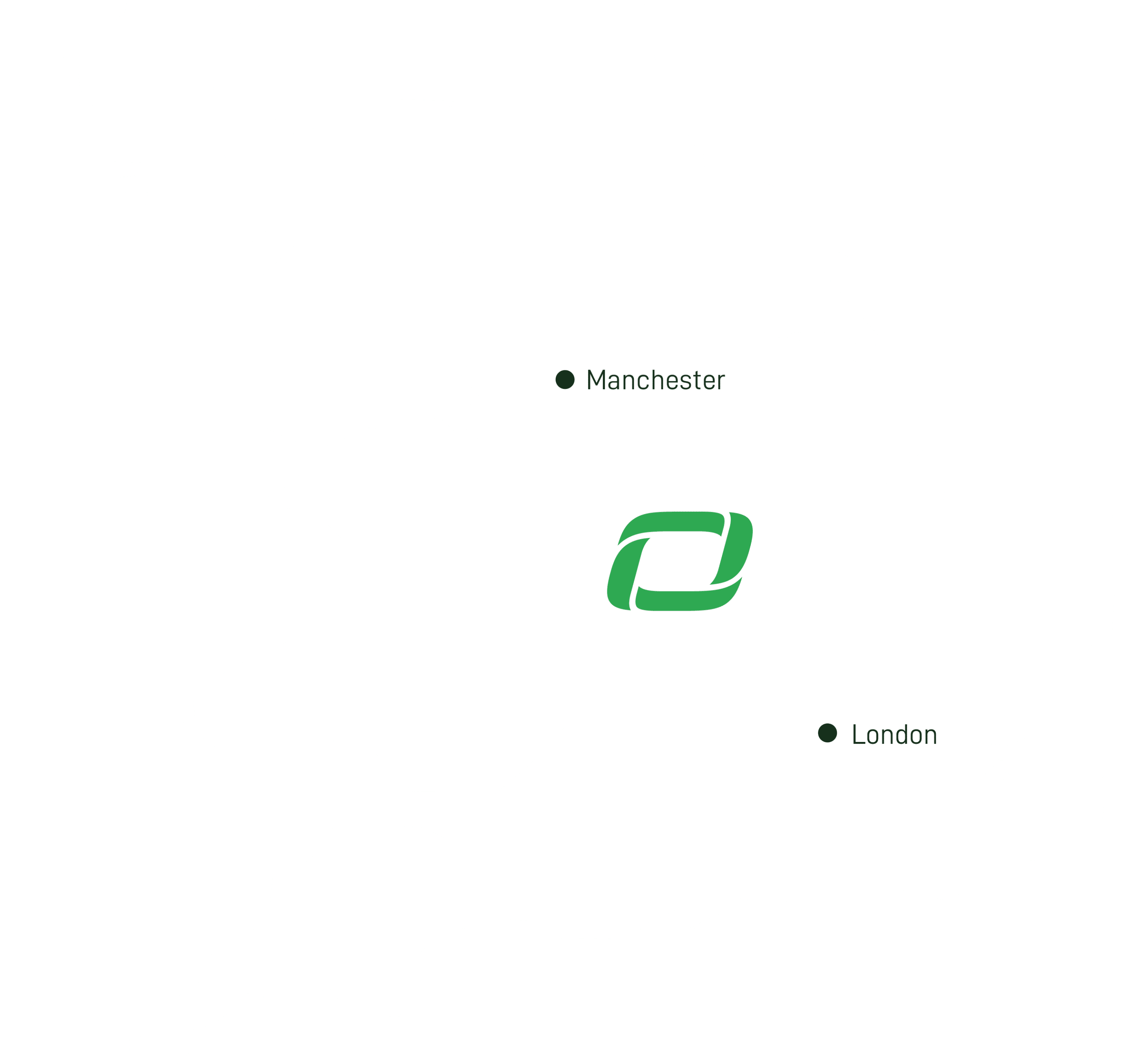 Oaklands Map showing Manchester and London