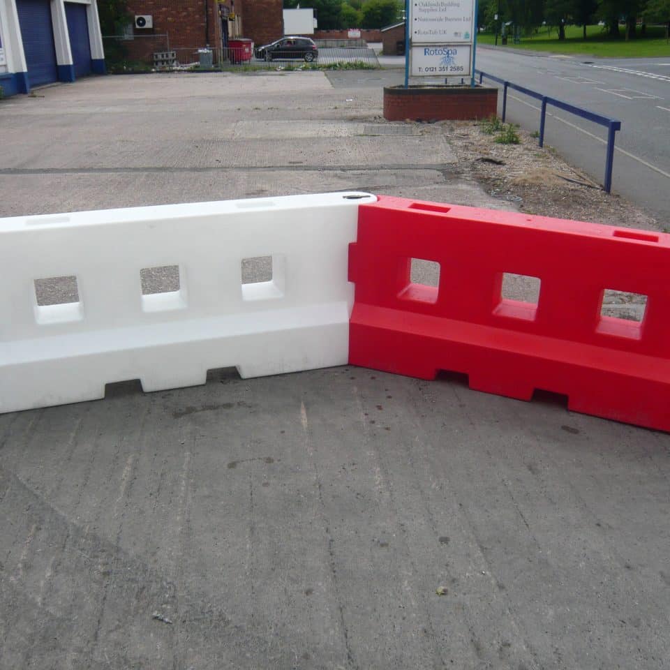 Red and white barrier on the street