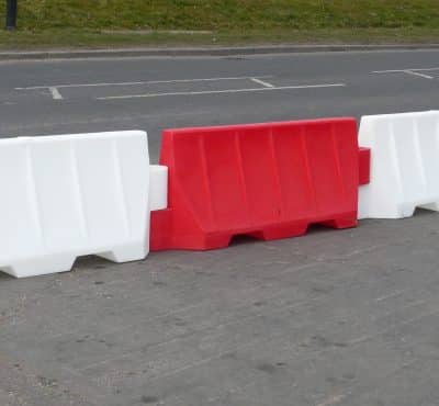 red and white barrier side of road 2