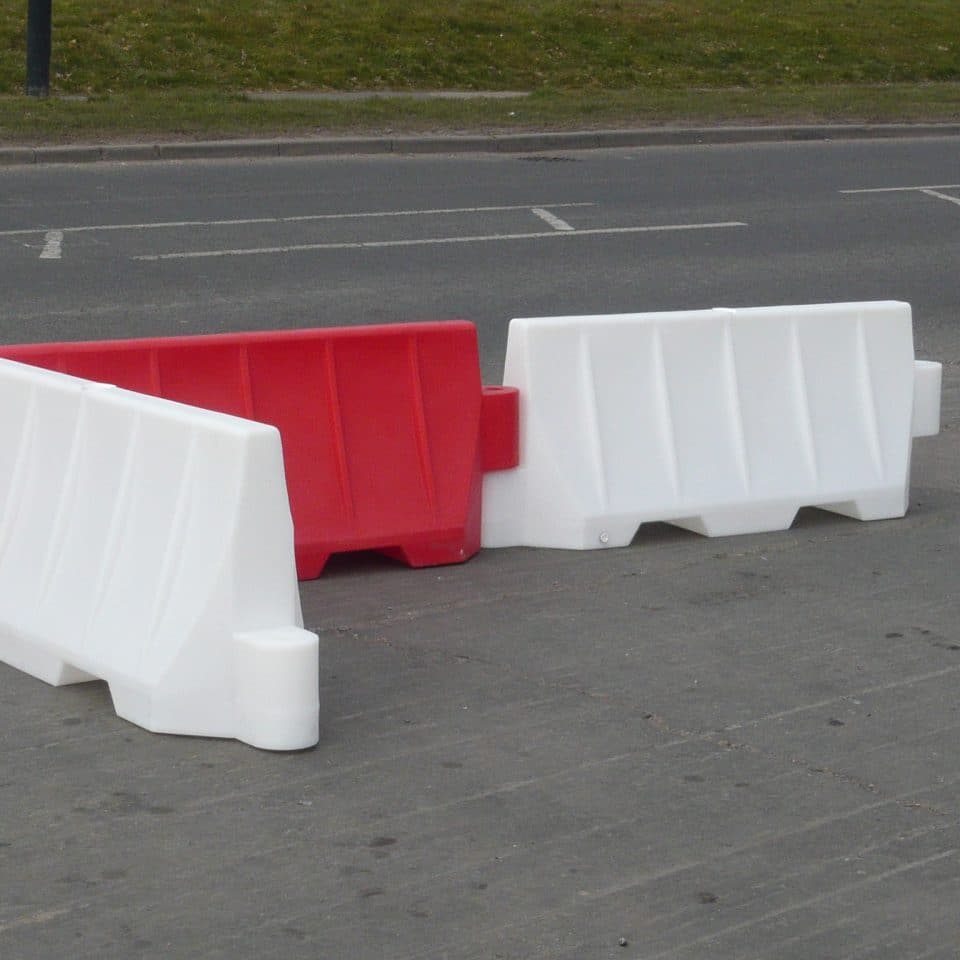 red and white barrier L shape