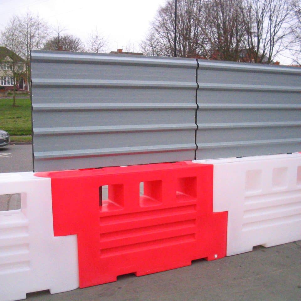 red and white barrier from the left