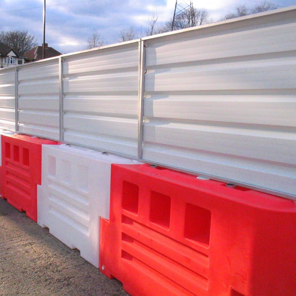 red and white barrier side on