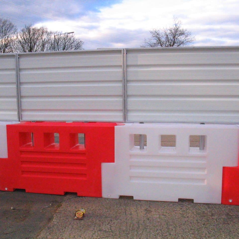 red and white barrier front on